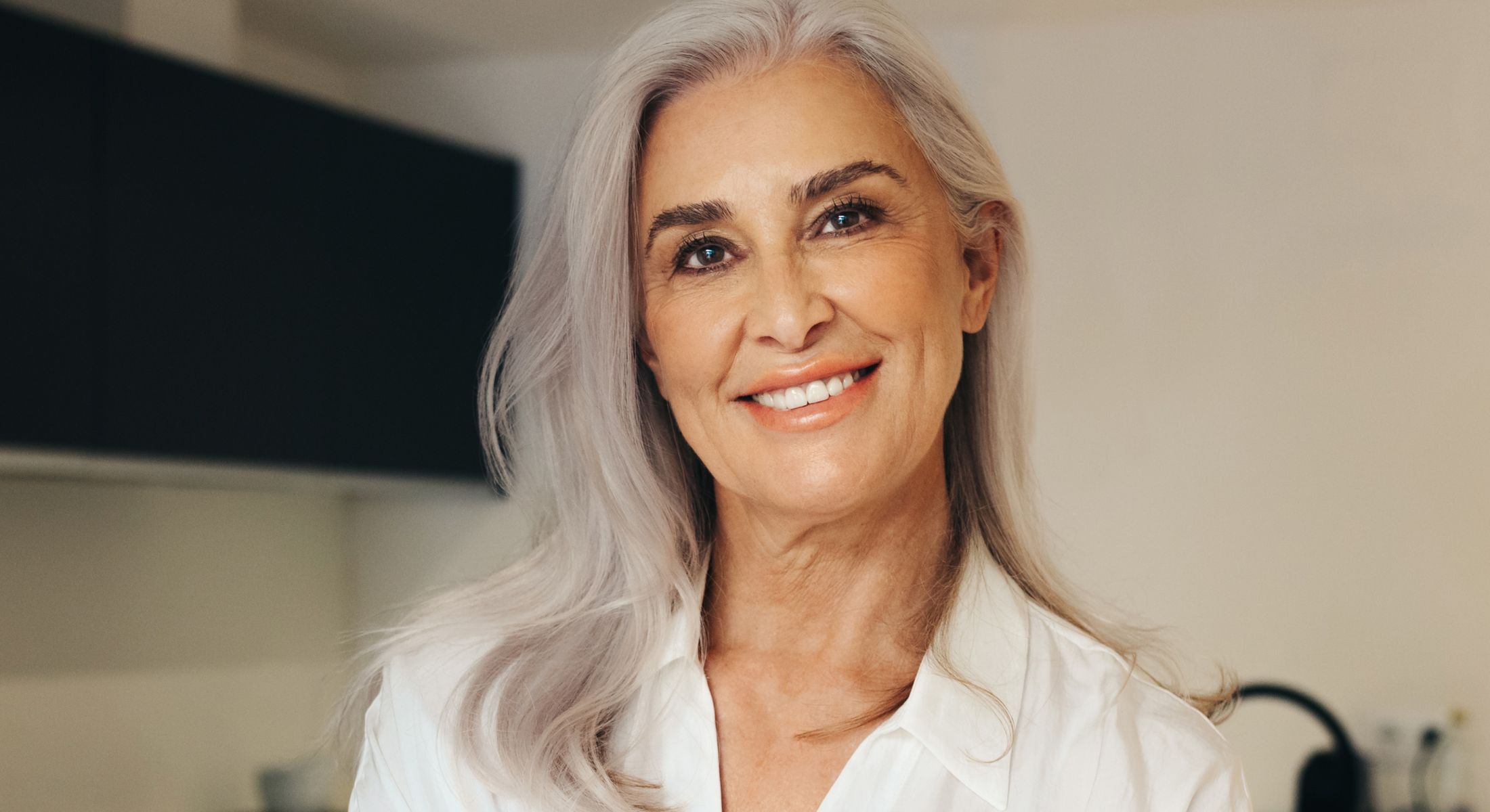 marina del rey holistic dentistry model with white hair